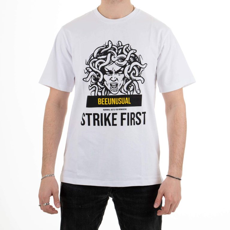 Bee Unusual “Strike First” Heavy Jersey T-shirt White