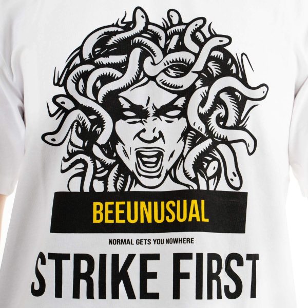 Bee Unusual “Strike First” Heavy Jersey T-shirt White