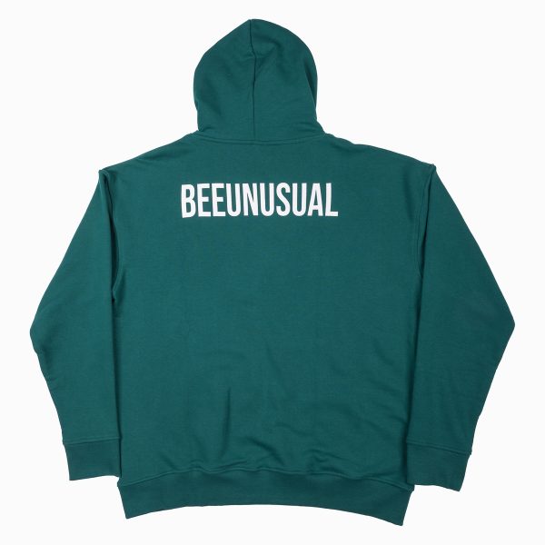 Bee Unusual ” Logo ” Extra Heavy FT Hoodie Adventurine Green