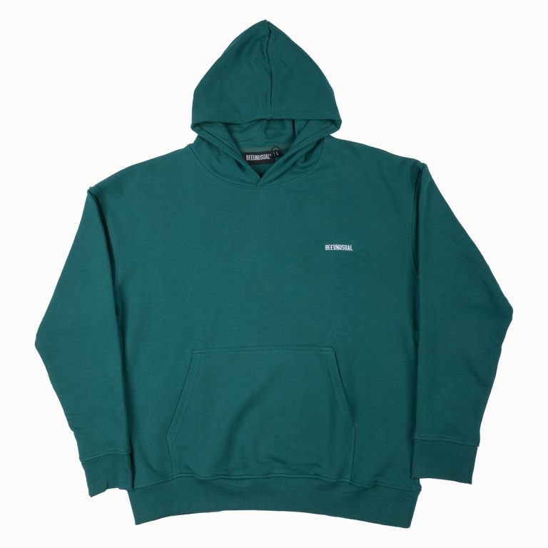Bee Unusual ” Logo ” Extra Heavy FT Hoodie Adventurine Green
