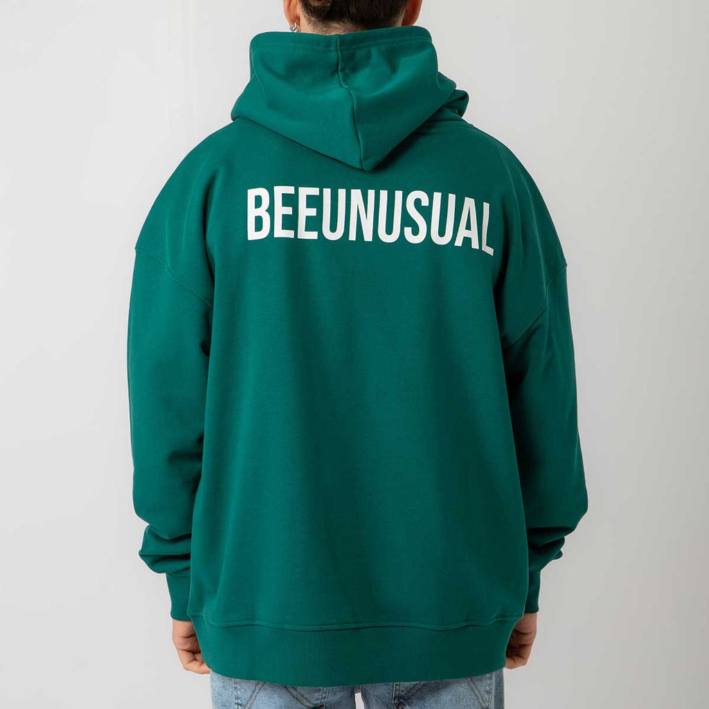 Bee Unusual ” Logo ” Extra Heavy FT Hoodie Adventurine Green