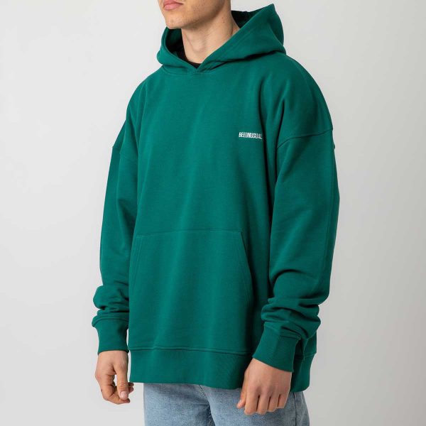 Bee Unusual ” Logo ” Extra Heavy FT Hoodie Adventurine Green