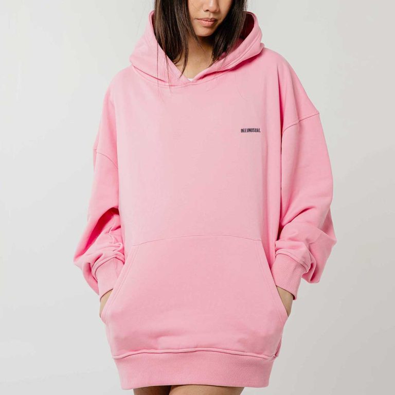 Bee Unusual ” Logo ” Extra Heavy FT Hoodie Pink
