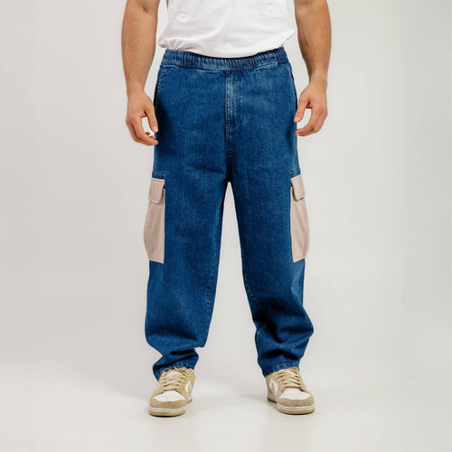 Bee Unusual Buggy Cargo Jeans Washed Dark Blue