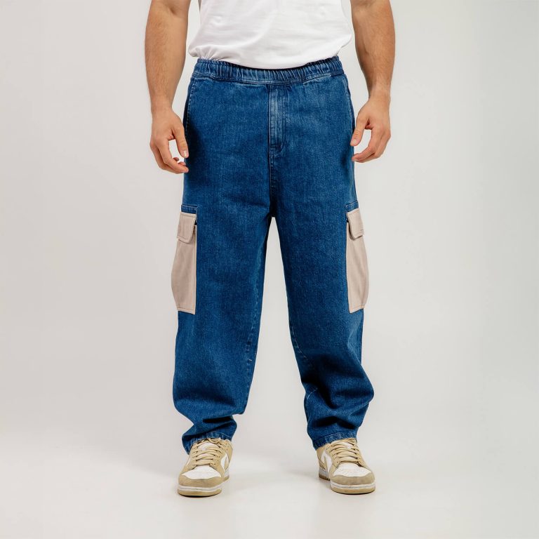 Bee Unusual Buggy Cargo Jeans Washed Dark Blue