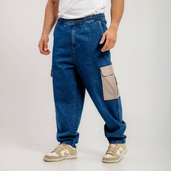 Bee Unusual Buggy Cargo Jeans Washed Dark Blue