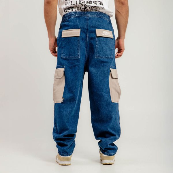 Bee Unusual Buggy Cargo Jeans Washed Dark Blue