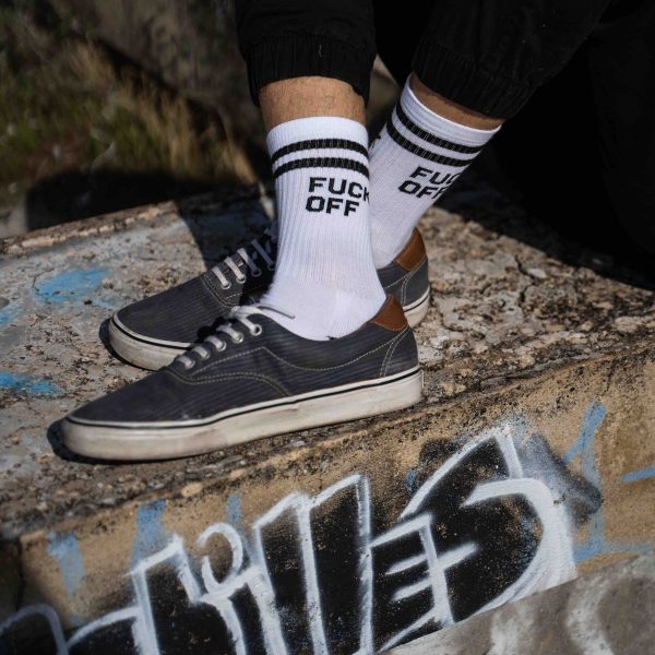 Bee Unusual “Fuck Off 2” Socks White