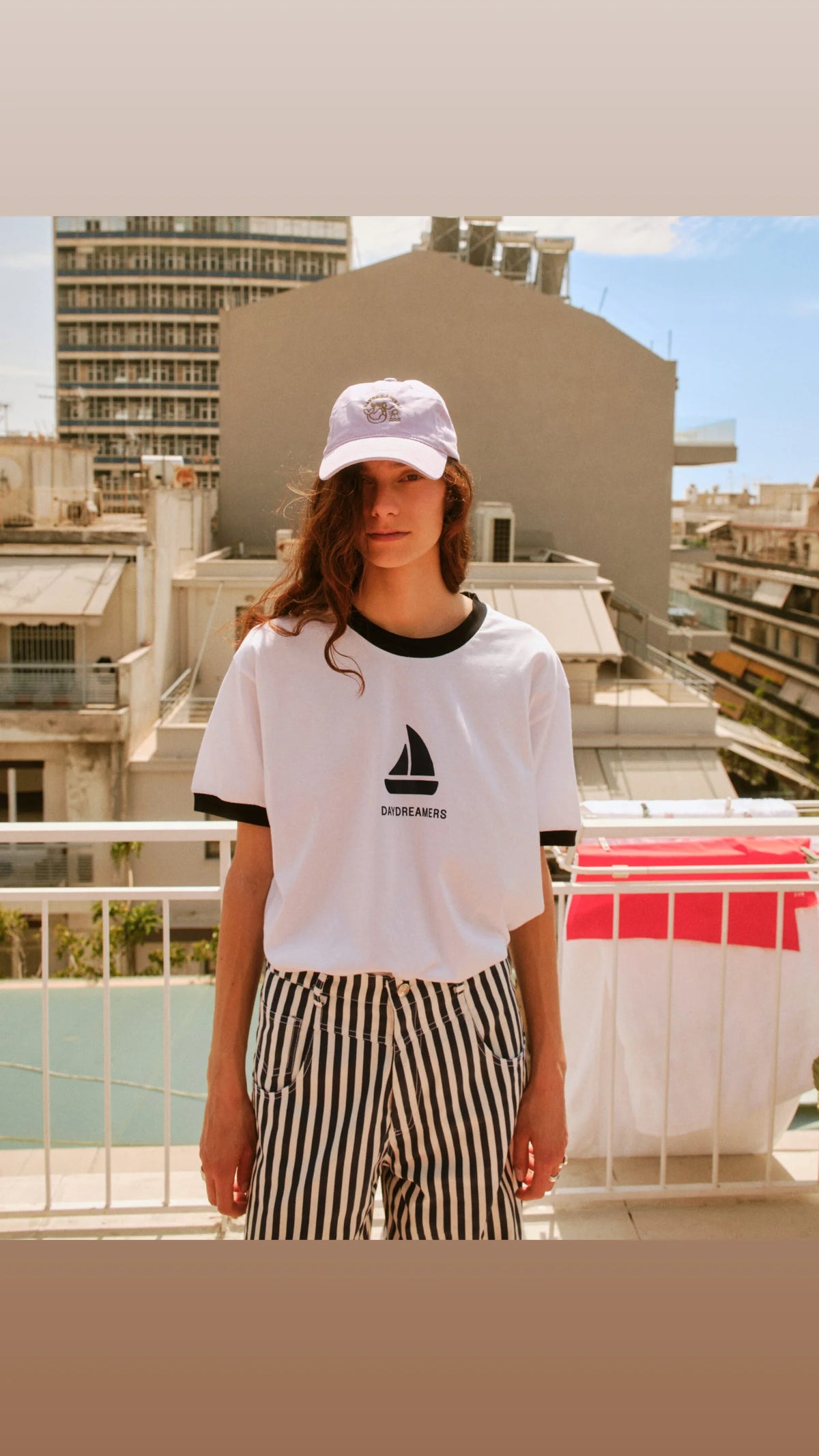 Daydreamers The Brand Aegean Ringer T-shirt Λευκό