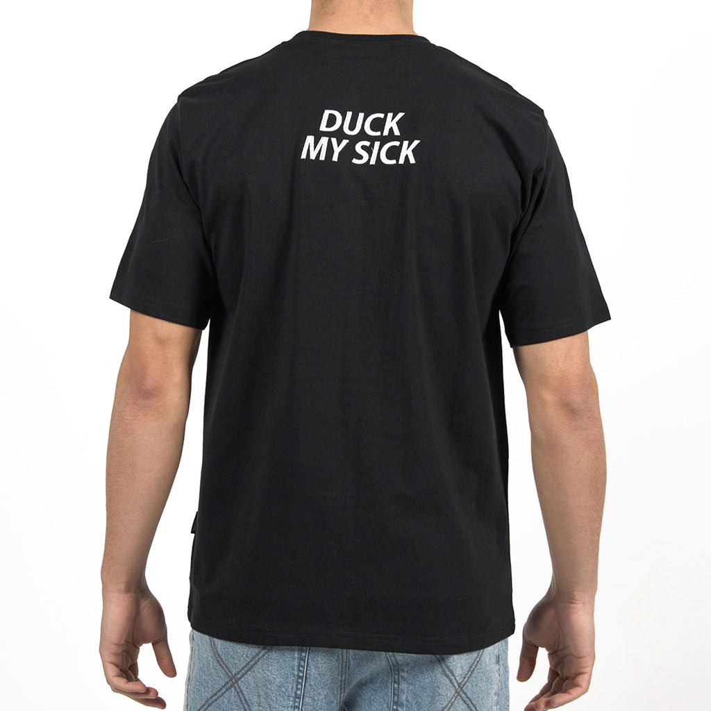 Bee Unusual ” Duck My Sick ” Embroidered Relaxed T-Shirt Black
