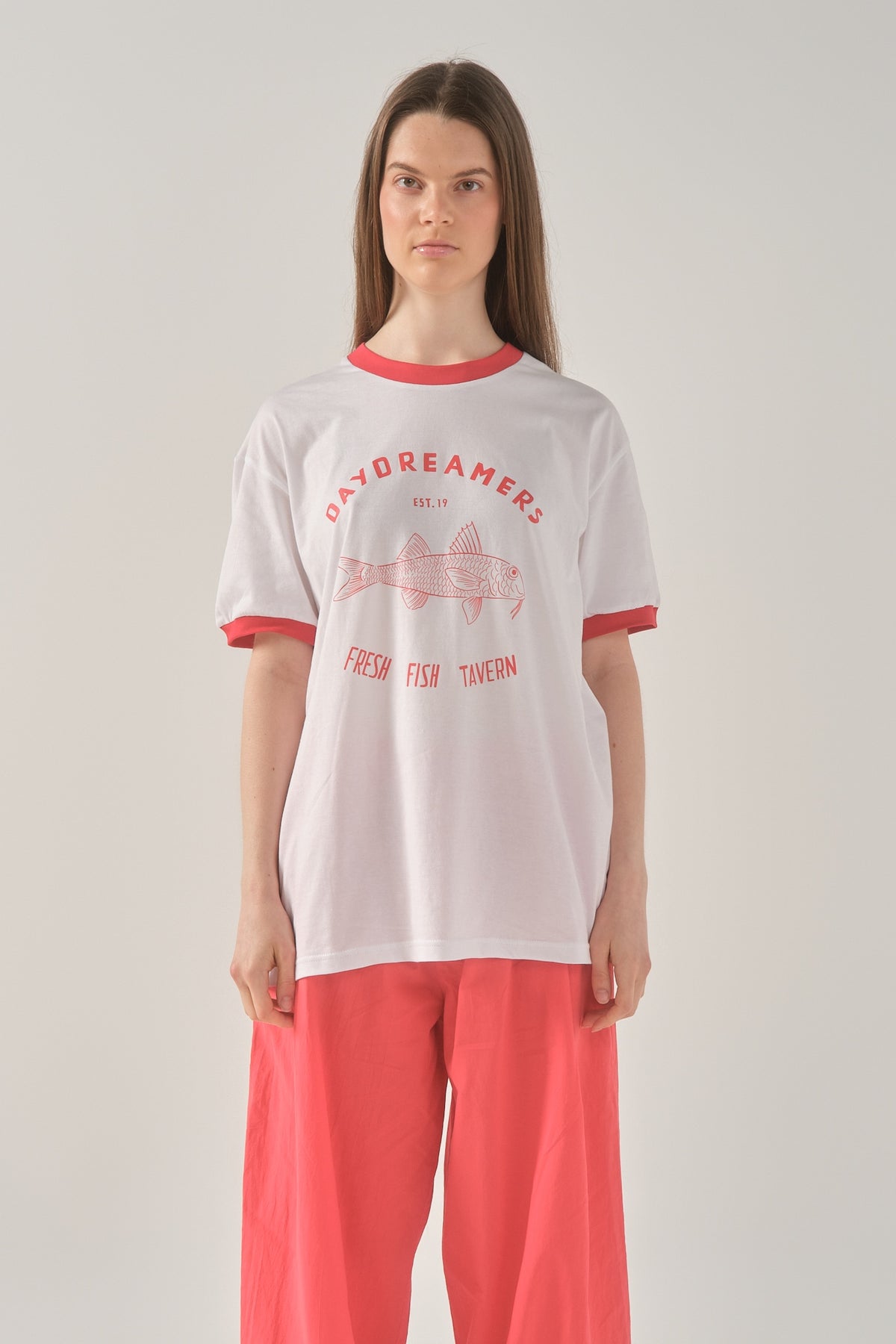 Daydreamers The Brand Ψαροταβέρνα Ringer Μπλουζάκι Λευκό