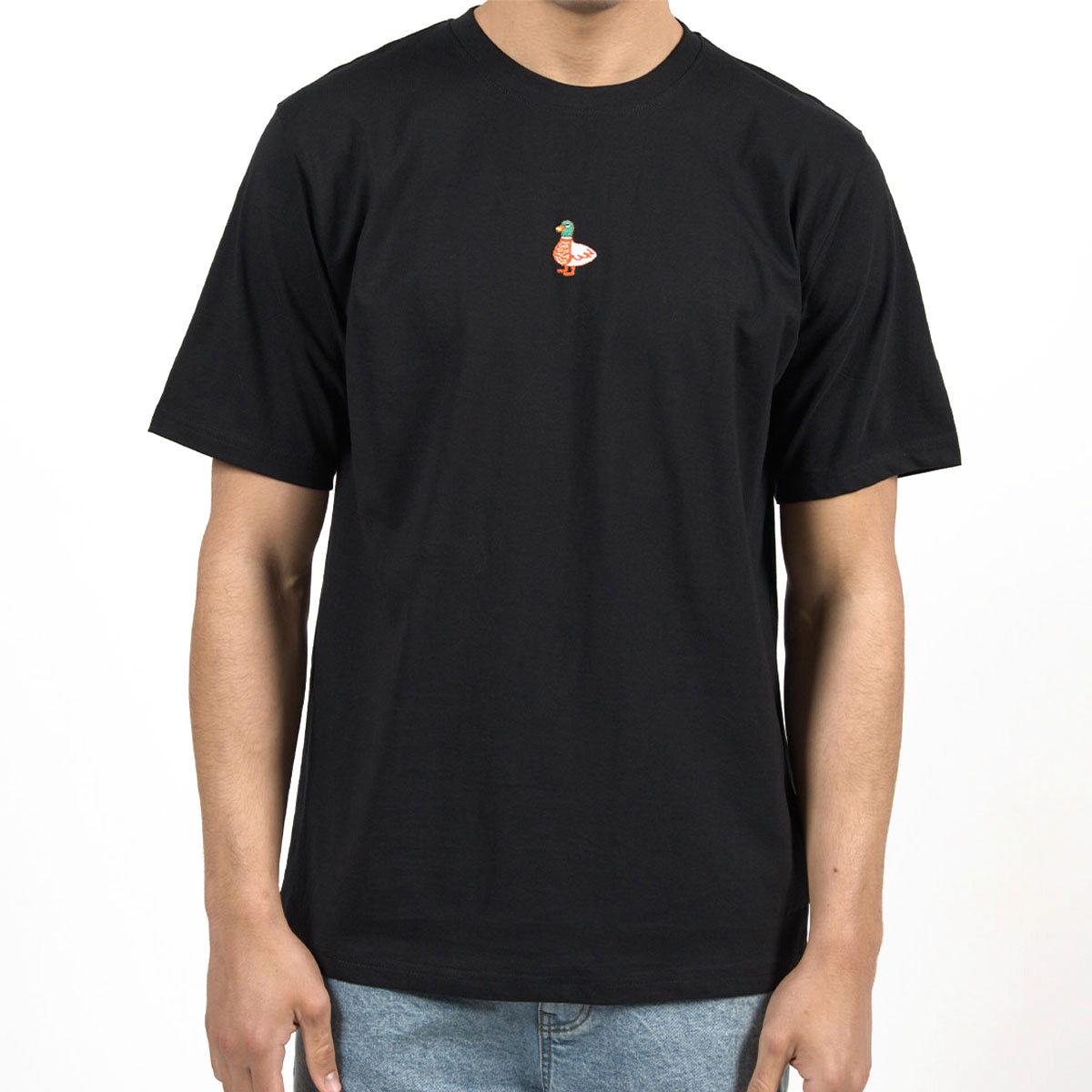 Bee Unusual ” Duck My Sick ” Embroidered Relaxed T-Shirt Black
