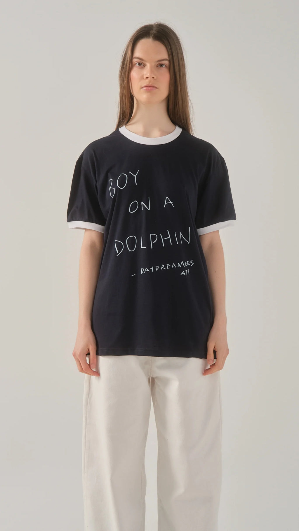 Μπλουζάκι Daydreamers The Brand Boy On A Dolphin Ringer Σκούρο Μπλε